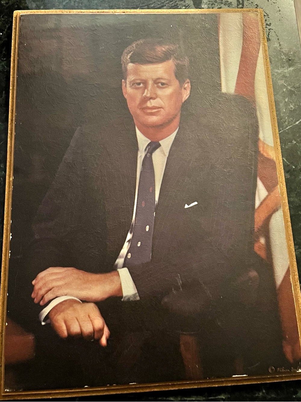Vintage JFK John F. Kennedy Portrait by Fabian Bachrach Wood Plaque 11x14 USA